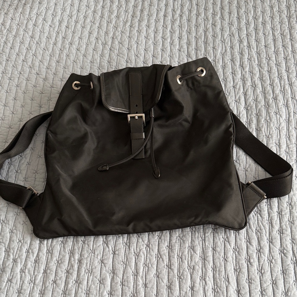 Prada Black Nylon Backpack with Silver Accents